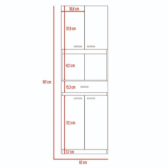 Módulo Microondas Ankara, Wengue y Blanco, con Un Cajón y Cuatro Puertas Abatibles