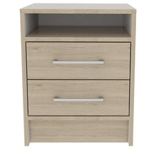 Mesa de Noche Douglas, Beige y Blanco, con Un Entrepaño Superior y Dos Cajones Organizadores X2