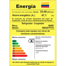 Nevera No Frost Mabe de 267 litros en acabado Black Steel