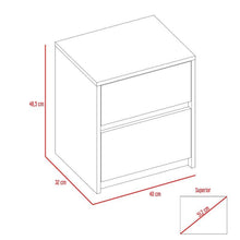 Mesa de Noche Ozzan, Caoba, con Dos Cajones Deslizables con Apertura Sin Manijas X2