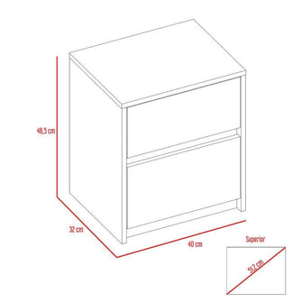 Mesa de Noche Ozzan, Caoba, con Dos Cajones Deslizables con Apertura Sin Manijas X2