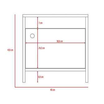 Mesa de Noche Tutto, Wengue, con Un Cajón Amplio Ideal Para Espacios Pequeños