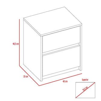 Mesa de Noche Ozzan, Beige y Blanco, con Dos Cajones Deslizables con Apertura Sin Manijas X2