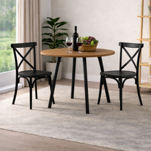 Comedor Redondo 74.5x80x80cm Amaretto + 2 Sillas Ibiza Negras