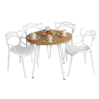 Combo Comedor Redondo (75X80X80) Vienes Pata Blanca + 4 Sillas Blanca Solna