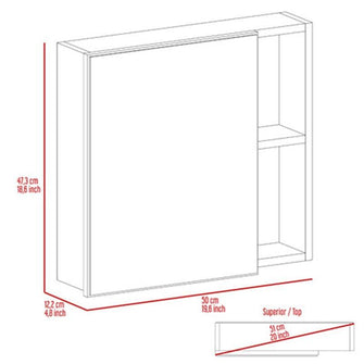 Gabinete de Baño Baham, Blanco, Incluye Puerta Espejo y Tres Entrepaños ZF