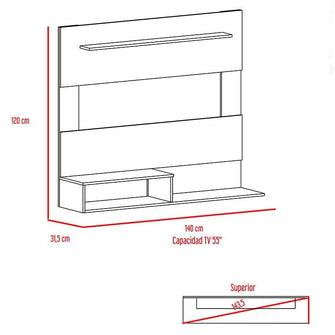 Panel de Tv Ascher, Beige y Blanco, con Espacio Para Televisor de Hasta 55 Pulgadas