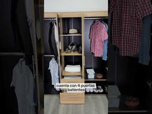 Clóset Bariloche Bombay Eco, Fresno Europeo y Wengue , con Variedad de Entrepaños y Cuatro Puertas Abatibles