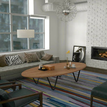Mesa De Centro Ovalada 36x120x60cm Amaretto Pata Metalica