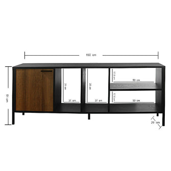 Combo de Entretenimiento Mesa Para TV 65 Chicago (51.5x150x30)+ Biblioteca Vertical (112x60x25) y madera oscura