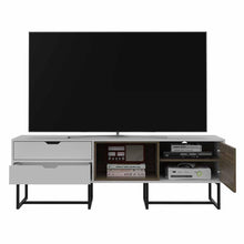 Mesa Para Tv Maryland, Blanco y Castaño, con Espacio Para Televisor de Hasta 70 Pulgadas