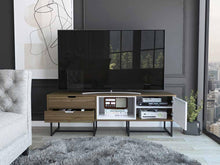 Mesa Para Tv Maryland, Castaño y Blanco, con Espacio Para Televisor de Hasta 70 Pulgadas