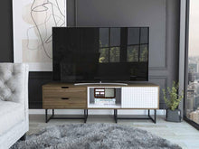 Mesa Para Tv Maryland, Castaño y Blanco, con Espacio Para Televisor de Hasta 70 Pulgadas