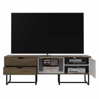 Mesa Para Tv Maryland, Castaño y Blanco, con Espacio Para Televisor de Hasta 70 Pulgadas