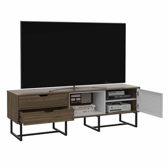 Mesa Para Tv Maryland, Castaño y Blanco, con Espacio Para Televisor de Hasta 70 Pulgadas