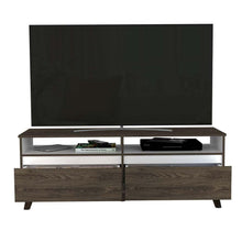 Mesa Para Tv Durham, Chocolate y Blanco, con Espacio Para Televisor de Hasta 60 Pulgadas