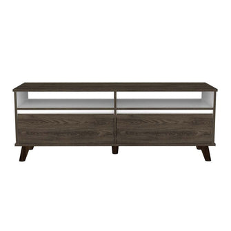 Mesa Para Tv Durham, Chocolate y Blanco, con Espacio Para Televisor de Hasta 60 Pulgadas