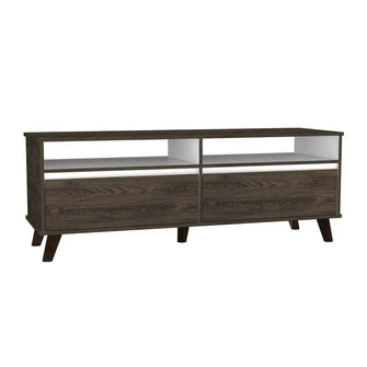 Mesa Para Tv Durham, Chocolate y Blanco, con Espacio Para Televisor de Hasta 60 Pulgadas