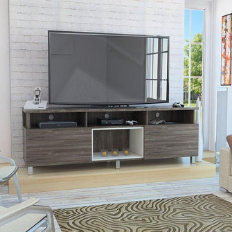 Mesa Para Tv Kai, Avellana y Nevado, con Espacio Para Televisor de 65 Pulgadas