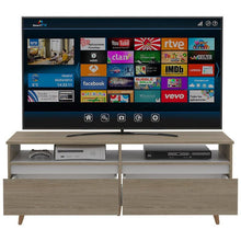 Mesa Para Tv Durham, Beige y Blanco, con Espacio Para Televisor de 65 Pulgadas