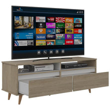 Mesa Para Tv Durham, Beige y Blanco, con Espacio Para Televisor de 65 Pulgadas