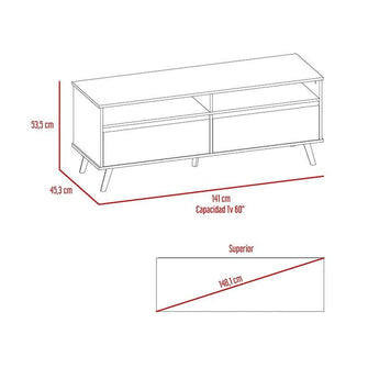 Mesa Para Tv Durham, Beige y Blanco, con Espacio Para Televisor de 65 Pulgadas