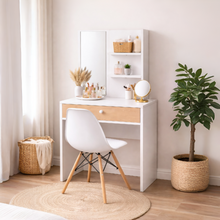 Combo Tocador Tolouse 140x70x40cm Blanco + Silla Blanca