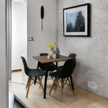 Combo Comedor cuadrado 4p (75x80x80) Amaretto + 4 Sillas negras