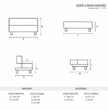 Sofá Cama Mauro Tela, Color Gris