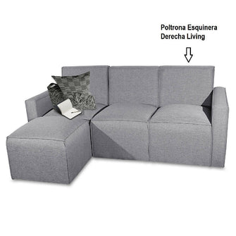 Poltrona Esquinera Derecha Living (77x72x75) Gris Menphis