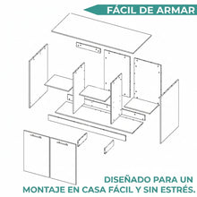 Barra de Cocina Samara, Blanco y Piedra, con Tres Entrepaños ZF