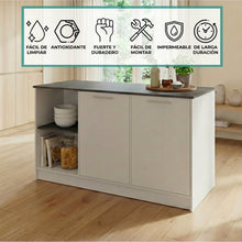 Barra de Cocina Samara, Blanco y Piedra, con Tres Entrepaños ZF