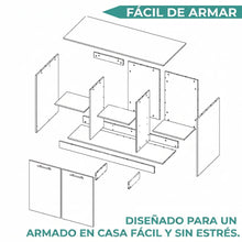Barra de Cocina Samara, Azul y Fresno Kronos, con Dos Puertas y Entrepaños