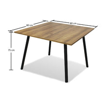 Comedor Cuadrado 74.5x80x80cm Amaretto + 4 Sillas Ibiza Negras