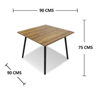 Combo Comedor Cuadrado 4p (75x90x90) Amaretto + 4 Sillas Negras