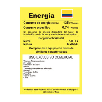 Vitrina Horizontal Kalley 254 Litros K-Vh254L, Color Blanco