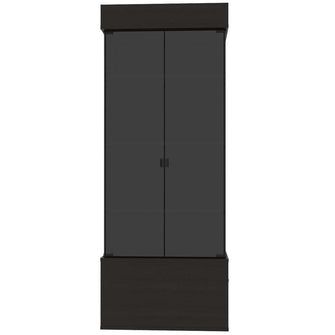 Vitrina Maia, Wengue, con Dos Puertas de Vidrio y Cuatro Entrepaños