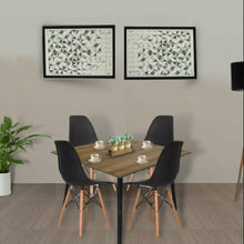 Combo Comedor Cuadrado 4p (75x90x90) Amaretto + 4 Sillas Negras