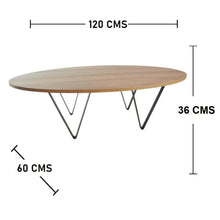 Mesa De Centro Ovalada 36x120x60cm Amaretto Pata Metalica
