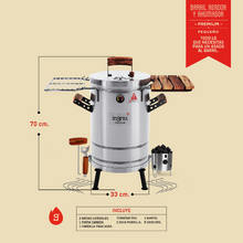 Ahumador y Barril Asador pequeño Premium 15 Libras