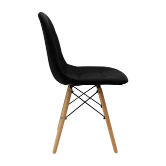 Kit por 4 Silla Botones Eames Acolchada - Negra