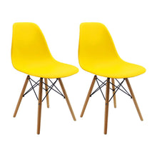 Kit por 2 sillas Eames Patas En Madera para comedor, sala, restaurante - Amarilla