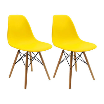 Kit por 2 sillas Eames Patas En Madera para comedor, sala, restaurante - Amarilla