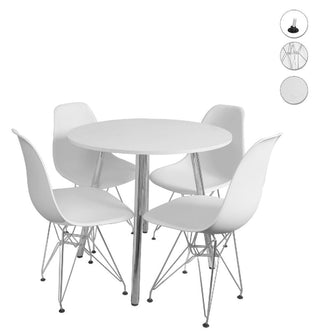 Combo Comedor Redondo (75X80X80) Blanco Pata Cromada Combo + 4 Sillas con patas cromadas