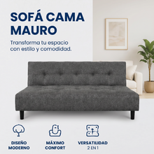 Sofá Cama Mauro Tela, Color Gris