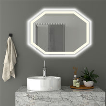 Espejo Hexagonal Mizu, Gris, con Luz Led