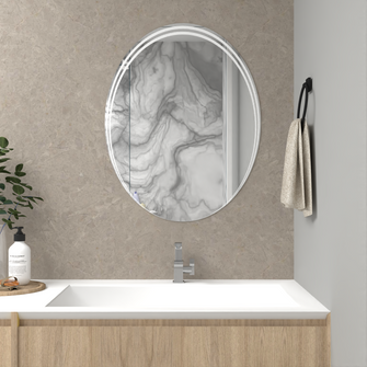 Espejo Ovalado Zahara color Gris para Sala o Baño.