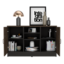 Mueble Auxiliar Recibidor Concept, Negro Soft y Chocolate, con Dos Puertas Batientes